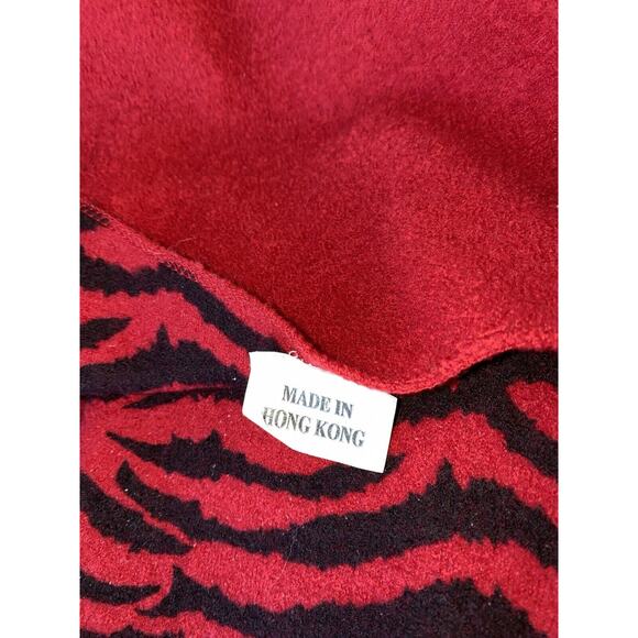 Chico’s Design 3 (XL) 100% Boiled Wool Reversible Red, Red Blk Animal Print Jckt - Picture 6 of 9